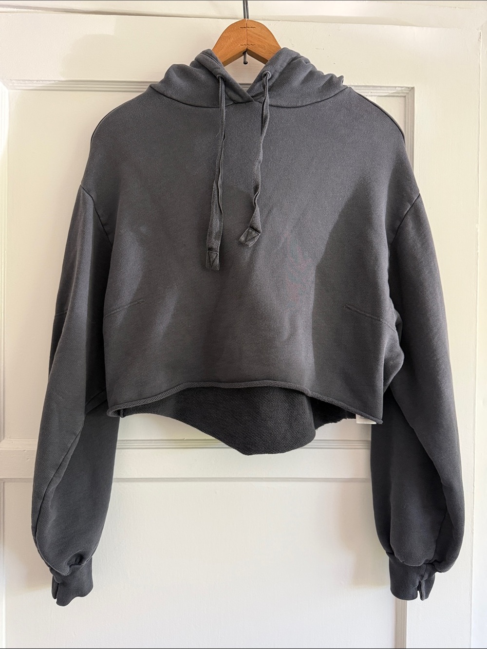 Frame Denim Cropped Hoodie - Charcoal